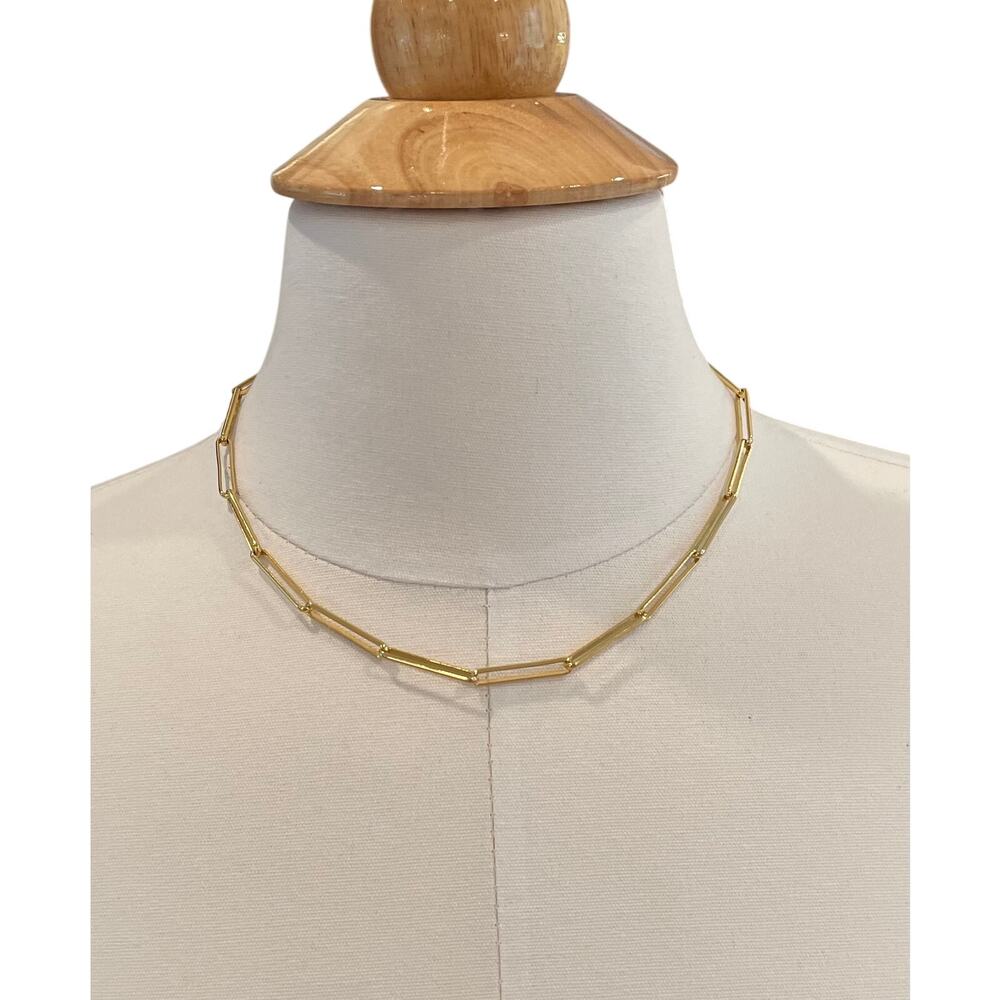 J.Crew Gold Tone Paperclip Chain Choker / Collar Necklace, Classic, Minimalist